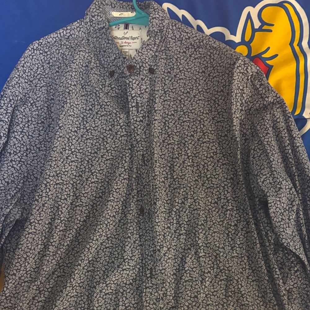 Men's Blue Patterned Casual Button Down Shirt